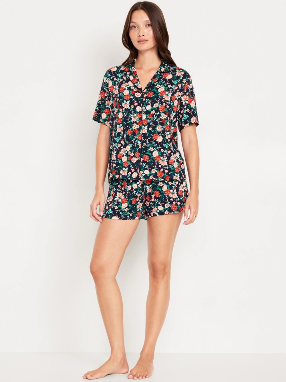 Old Navy Knit Jersey Pajama Short Set Floral